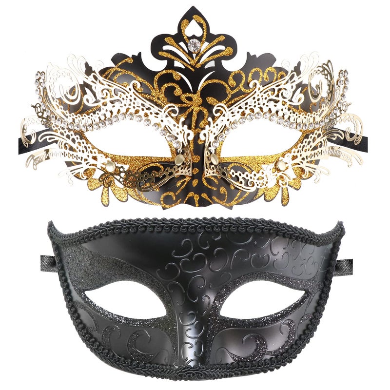 Coddsmz Couple Masquerade Mask Set Venetian Party Mardi Gras Halloween Costume Fancy Dress Mask for Women Men - Image 1